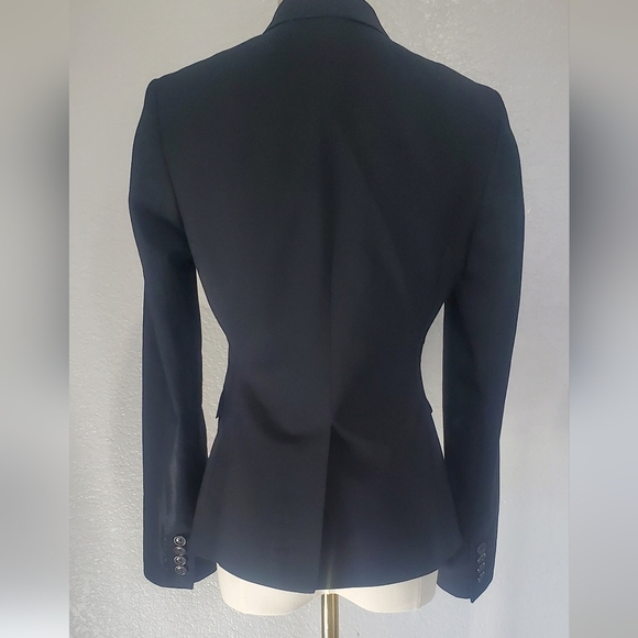 Banana Republic Wool Black Stretch 2 Button Fitted Blazer Suit Jacket Size 2 - Picture 6 of 10